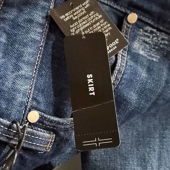 Liverpool Fray Edge distressed Denim Skirt in‎ Primrose Dark plus size 16/33 New - Picture 9 of 11